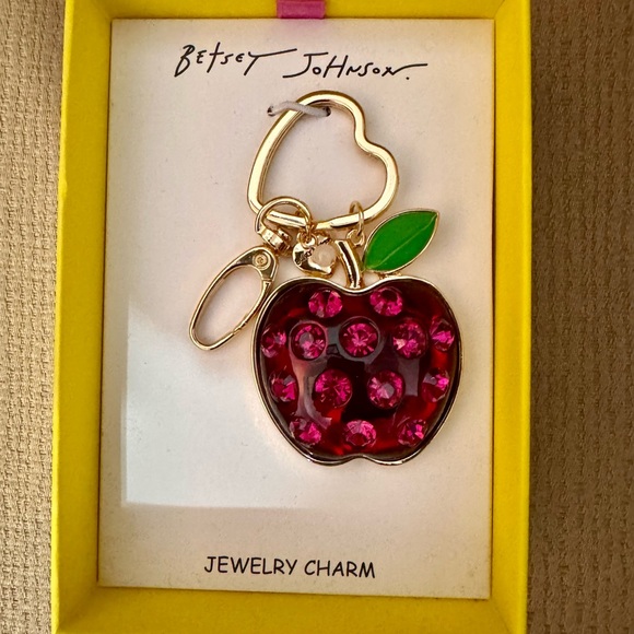 Betsey Johnson Red Apple Charm with Green Leaf - Picture 1 of 1